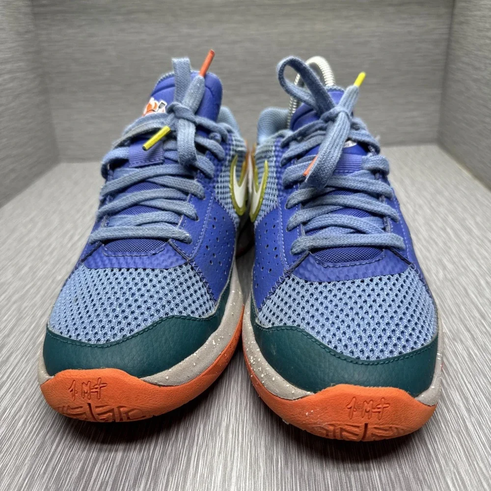 Nike Zoom‎ Court Dragon GS Basketball Shoes Blue Orange Flames Kids 4.5Y